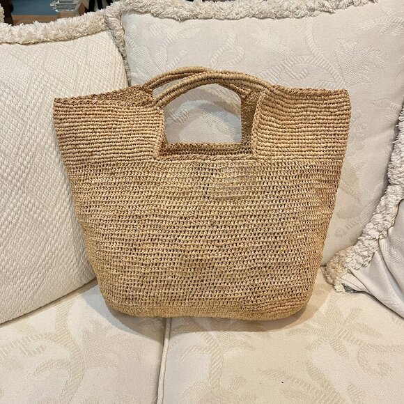 Woven Raffia Carryall Tote - Picture 2 of 6